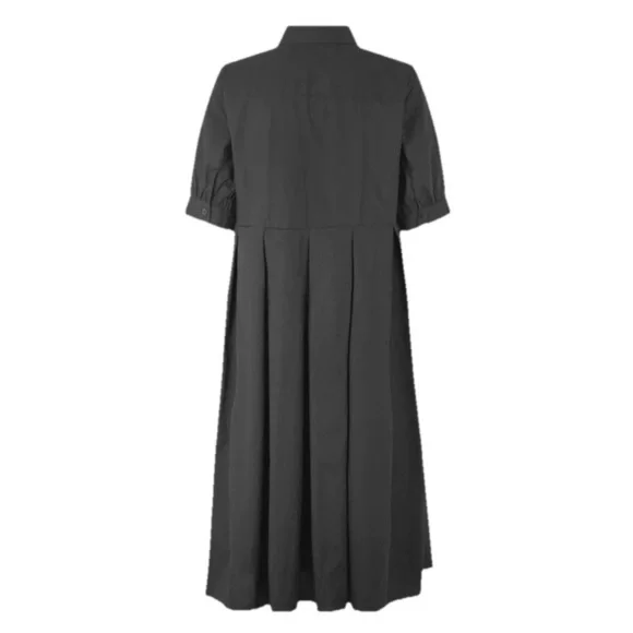 Masai Copenhagen Nebina Black Pleated Collared A-line Shirt Dress Buttons Size S - Picture 5 of 7